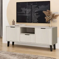 Mebelbos Szafki Rtv Do Salonu|Szafki Rtv*Kaszmirowa szafka RTV z szufladą 2D1S, ryflowane fronty BORG DUO