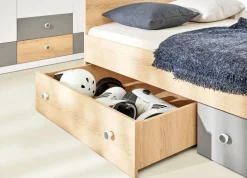 Dzieci Meblar Łóżka Młodzieżowe|Łóżka Do Pokoju Dziecięcego*Łóżko dla nastolatka 120 z szufladami PIXEL PX15 L/P szary,dąb biszkoptowy