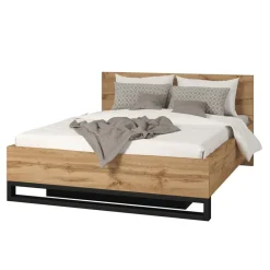 Helvetia Łóżka Drewniane*Łóżko do sypialni 160x200 ze stelażem i pojemnikiem na pościel Halle S dąb wotan