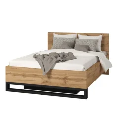 Helvetia Łóżka Do Sypialni|Łóżka Drewniane*Łóżko do sypialni 140x200 ze stelażem i pojemnikiem na pościel Halle S dąb wotan