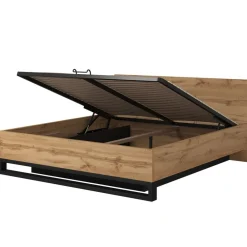 Helvetia Łóżka Do Sypialni|Łóżka Drewniane*Łóżko do sypialni 180x200 ze stelażem i pojemnikiem na pościel Halle S dąb wotan
