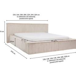 Hauss Łóżka Tapicerowane*Łóżko tapicerowane sztruksowe z pojemnikiem na pościel Scala