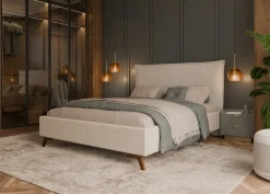 Hauss Łóżka Do Sypialni|Łóżka Tapicerowane*Łóżko tapicerowane 160x200 ze stelażem Kama beżowe Puente 06