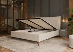 Hauss Łóżka Do Sypialni|Łóżka Tapicerowane*Łóżko tapicerowane 160x200 ze stelażem Kama beżowe Puente 06