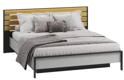 Lenart Łóżka Do Sypialni|Łóżka Drewniane*Łóżko 180x200 z pojemnikiem i oświetleniem Gris GS-02