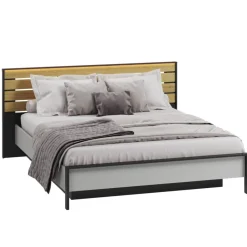 Lenart Łóżka Do Sypialni|Łóżka Drewniane*Łóżko 160x200 z pojemnikiem i oświetleniem Gris GS-02