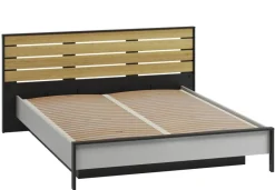 Lenart Łóżka Do Sypialni|Łóżka Drewniane*Łóżko 160x200 z pojemnikiem i oświetleniem Gris GS-02