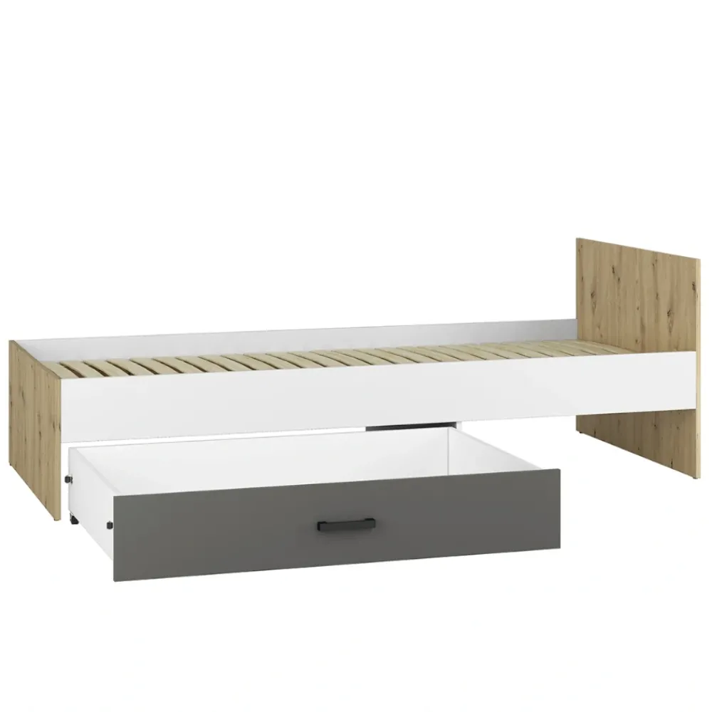 Dzieci ML Meble Łóżka Młodzieżowe|Łóżka Do Pokoju Dziecięcego*Łóżko z pojemnikiem na pościel 90x200 FINI 09