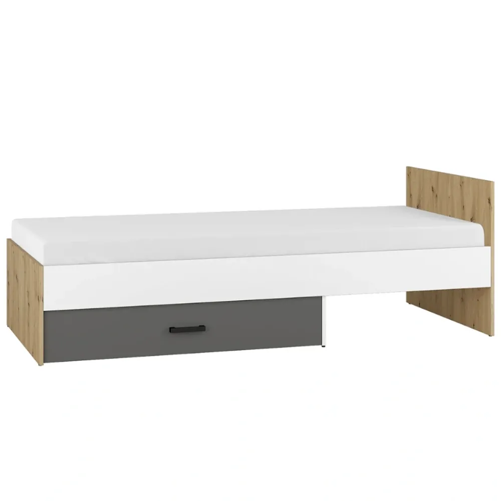 Dzieci ML Meble Łóżka Młodzieżowe|Łóżka Do Pokoju Dziecięcego*Łóżko z pojemnikiem na pościel 90x200 FINI 09