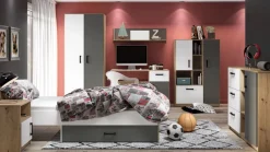 Dzieci ML Meble Łóżka Młodzieżowe|Łóżka Do Pokoju Dziecięcego*Łóżko z pojemnikiem na pościel 90x200 FINI 09