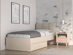 Dzieci ML Meble Łóżka Młodzieżowe|Łóżka Do Pokoju Dziecięcego*Łóżko z tapicerowanym zagłówkiem Mevel 08