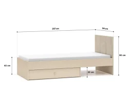 Dzieci ML Meble Łóżka Młodzieżowe|Łóżka Do Pokoju Dziecięcego*Łóżko z tapicerowanym zagłówkiem Mevel 08