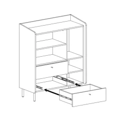 Meblar Komody Do Przedpokoju|Komody Młodzieżowe*Komoda 95 cm z szafką i szufladami do pokoju Alessio AE9 eukaliptus