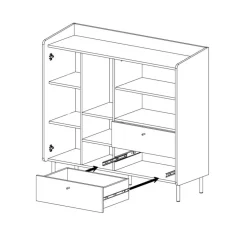 Meblar Komody Do Przedpokoju|Komody Młodzieżowe*Komoda 125 cm z szafką i szufladami do pokoju Alessio AE8 eukaliptus