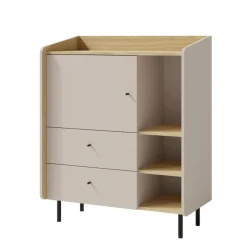 Meblar Komody Do Przedpokoju|Komody Młodzieżowe*Komoda 95 cm z szufladami i szafką do pokoju Alessio AE9 beż piaskowy