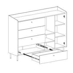 Meblar Komody Do Przedpokoju|Komody Młodzieżowe*Komoda 125 cm z szufladami i szafką do pokoju Alessio AE8 beż piaskowy