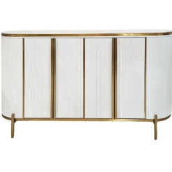 ArteHome Komody*Komoda biała Isella glamour ryflowana ze złoceniami 150 cm