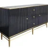 ArteHome Komody*Komoda czarna Violino glamour ze złoceniami i białym blatem ze spieku