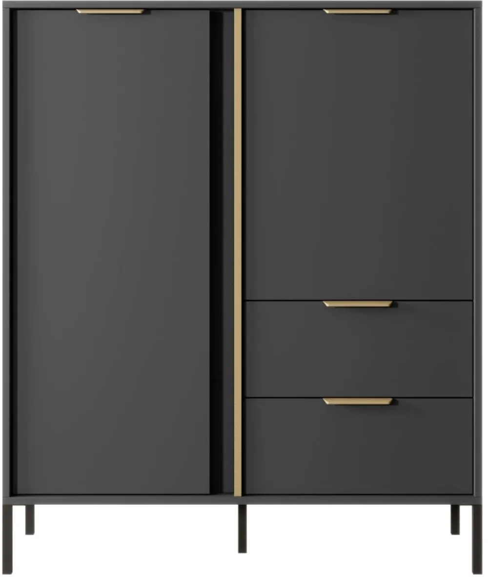 Laski Meble Komody Do Przedpokoju|Komody Do Jadalni*Komoda do salonu antracyt złoto Lars 2d2s