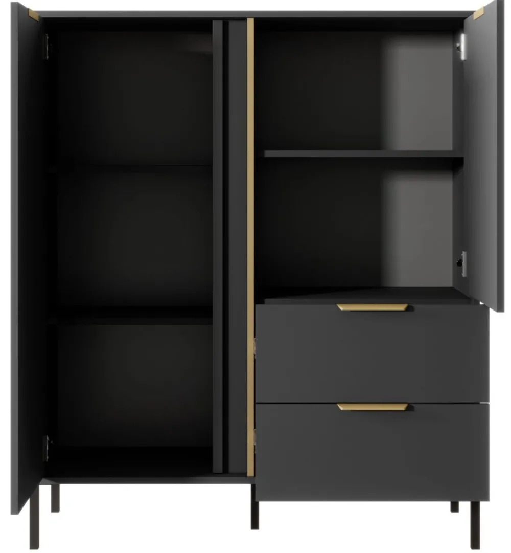 Laski Meble Komody Do Przedpokoju|Komody Do Jadalni*Komoda do salonu antracyt złoto Lars 2d2s