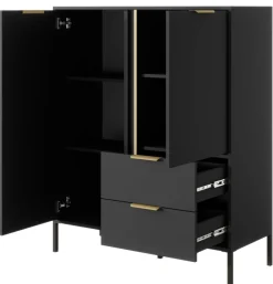 Laski Meble Komody Do Przedpokoju|Komody Do Jadalni*Komoda do salonu antracyt złoto Lars 2d2s