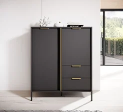 Laski Meble Komody Do Przedpokoju|Komody Do Jadalni*Komoda do salonu antracyt złoto Lars 2d2s