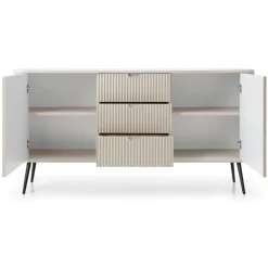 Piaski Komody Do Jadalni|Komody Do Salonu*Komoda dwudrzwiowa z trzema szufladami lamelowymi frontami Zova kaszmirowa