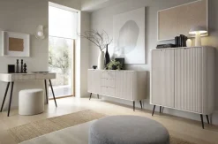 Piaski Komody Do Jadalni|Komody Do Salonu*Komoda dwudrzwiowa z trzema szufladami lamelowymi frontami Zova kaszmirowa