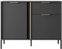 Laski Meble Komody Do Przedpokoju|Komody Do Jadalni*Komoda loft do salonu antracyt złoto Lars 2d1s