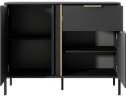 Laski Meble Komody Do Przedpokoju|Komody Do Jadalni*Komoda loft do salonu antracyt złoto Lars 2d1s