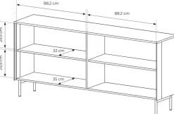 Laski Meble Komody Do Jadalni|Komody Do Sypialni*Komoda Lumi 4D – kaszmir / złote detale z oświetleniem LED i przeszklonymi frontami