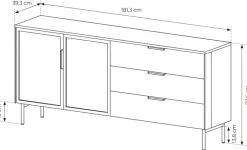 Laski Meble Komody Do Przedpokoju|Komody Do Jadalni*Komoda Lumi 2D3S – dąb dunin / czerń z przeszklonymi frontami i oświetleniem LED