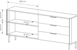 Laski Meble Komody Do Przedpokoju|Komody Do Jadalni*Komoda Lumi 2D3S – dąb dunin / czerń z przeszklonymi frontami i oświetleniem LED