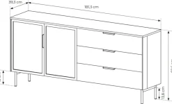 Laski Meble Komody Do Przedpokoju|Komody Do Jadalni*Komoda Lumi 2D3S – kaszmir / złote uchwyty / białe nóżki z oświetleniem LED i hartowanym szkłem