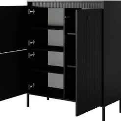 Laski Meble Komody Do Przedpokoju|Komody Do Sypialni*Komoda ryflowana wysoka Senso 3d czarna