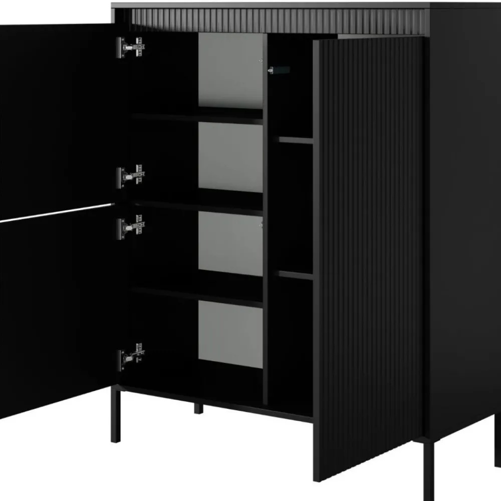 Laski Meble Komody Do Przedpokoju|Komody Do Sypialni*Komoda ryflowana wysoka Senso 3d czarna