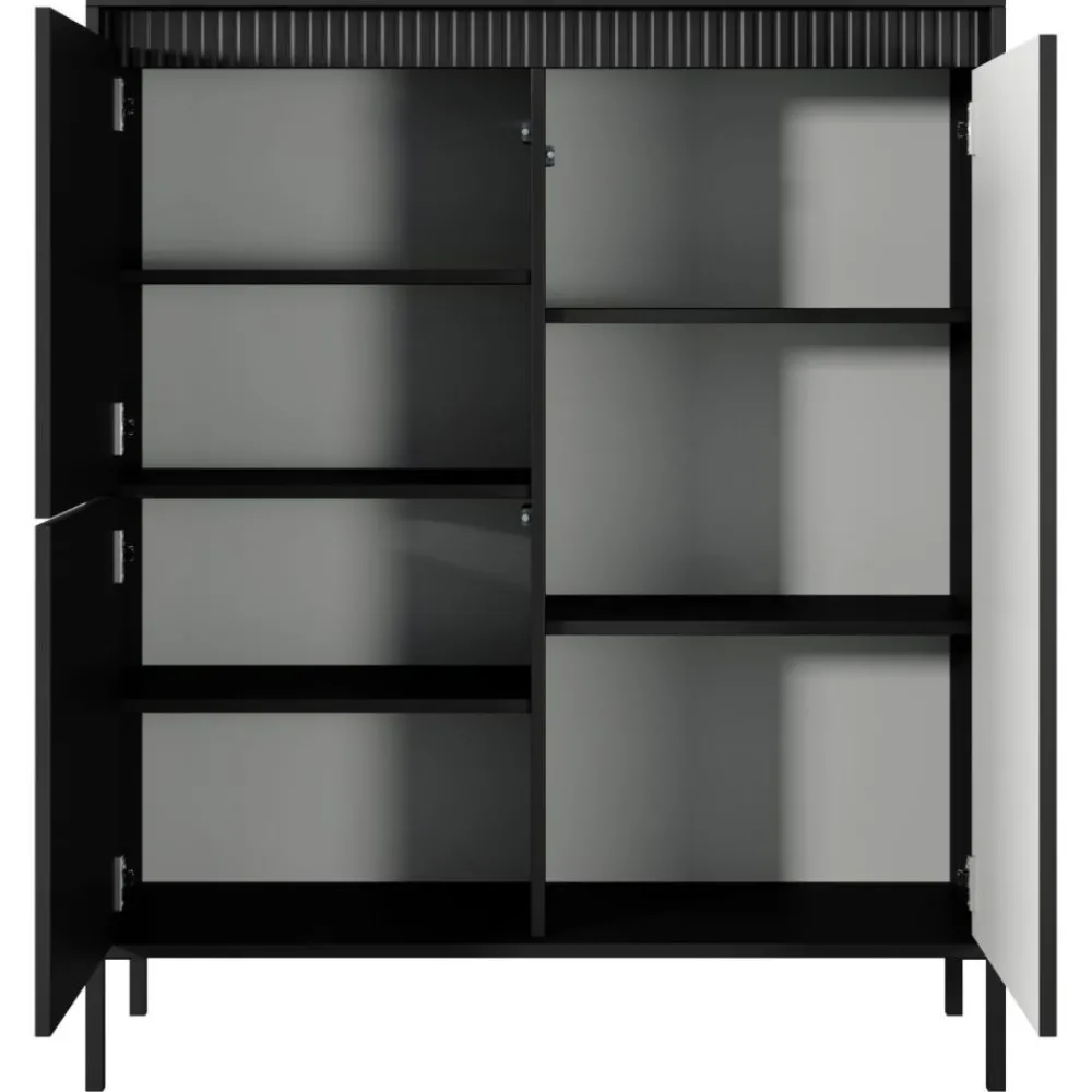 Laski Meble Komody Do Przedpokoju|Komody Do Sypialni*Komoda ryflowana wysoka Senso 3d czarna