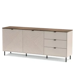 Mebelbos Komody Do Biura|Komody Do Przedpokoju*Komoda ryflowana z szufladami EVO 2D3S kaszmir / dąb castello EO-09