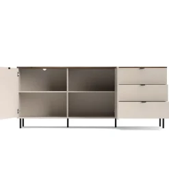 Mebelbos Komody Do Biura|Komody Do Przedpokoju*Komoda ryflowana z szufladami EVO 2D3S kaszmir / dąb castello EO-09