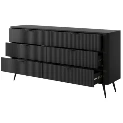 Laski Meble Komody Do Biura|Komody Do Przedpokoju*Komoda ryflowana z szufladami Lante 163 6S czarna