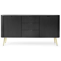 Piaski Komody Do Jadalni|Komody Do Salonu*Komoda ryflowana z trzema szufladami Zova czarna