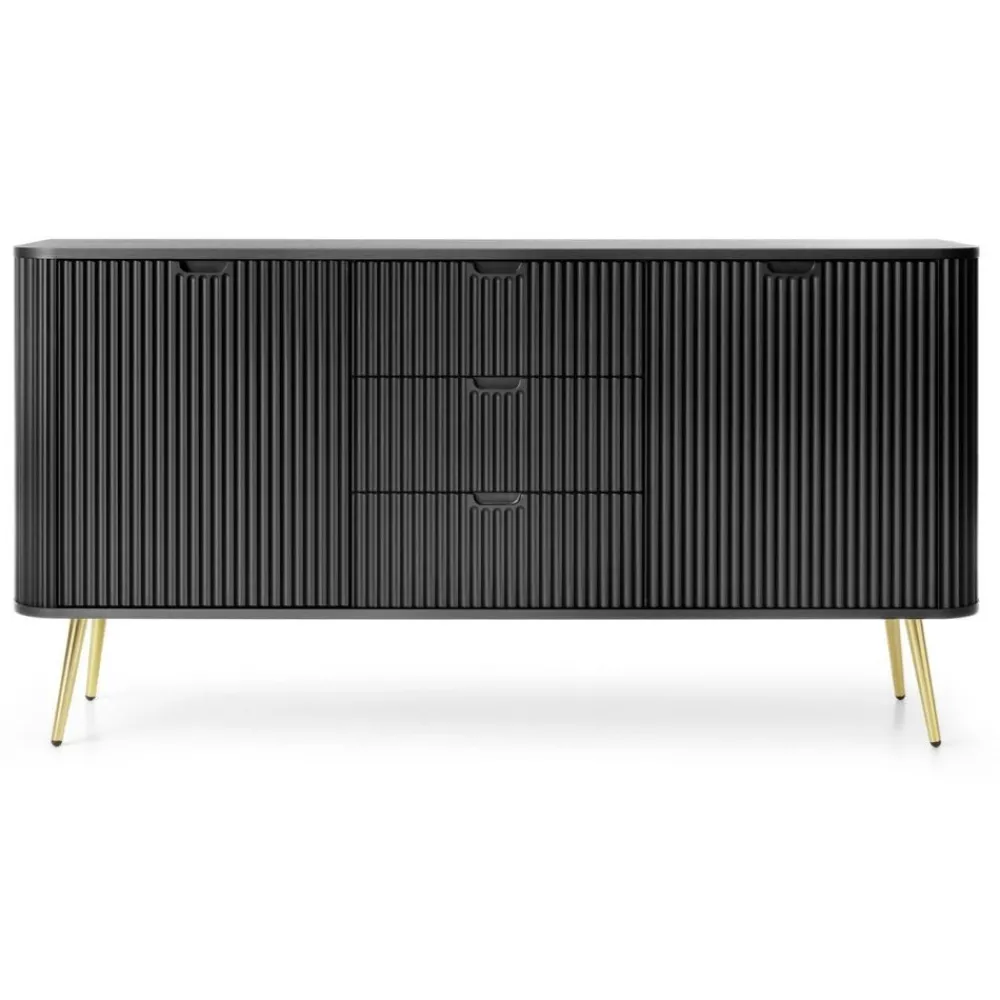 Piaski Komody Do Jadalni|Komody Do Salonu*Komoda ryflowana z trzema szufladami Zova czarna