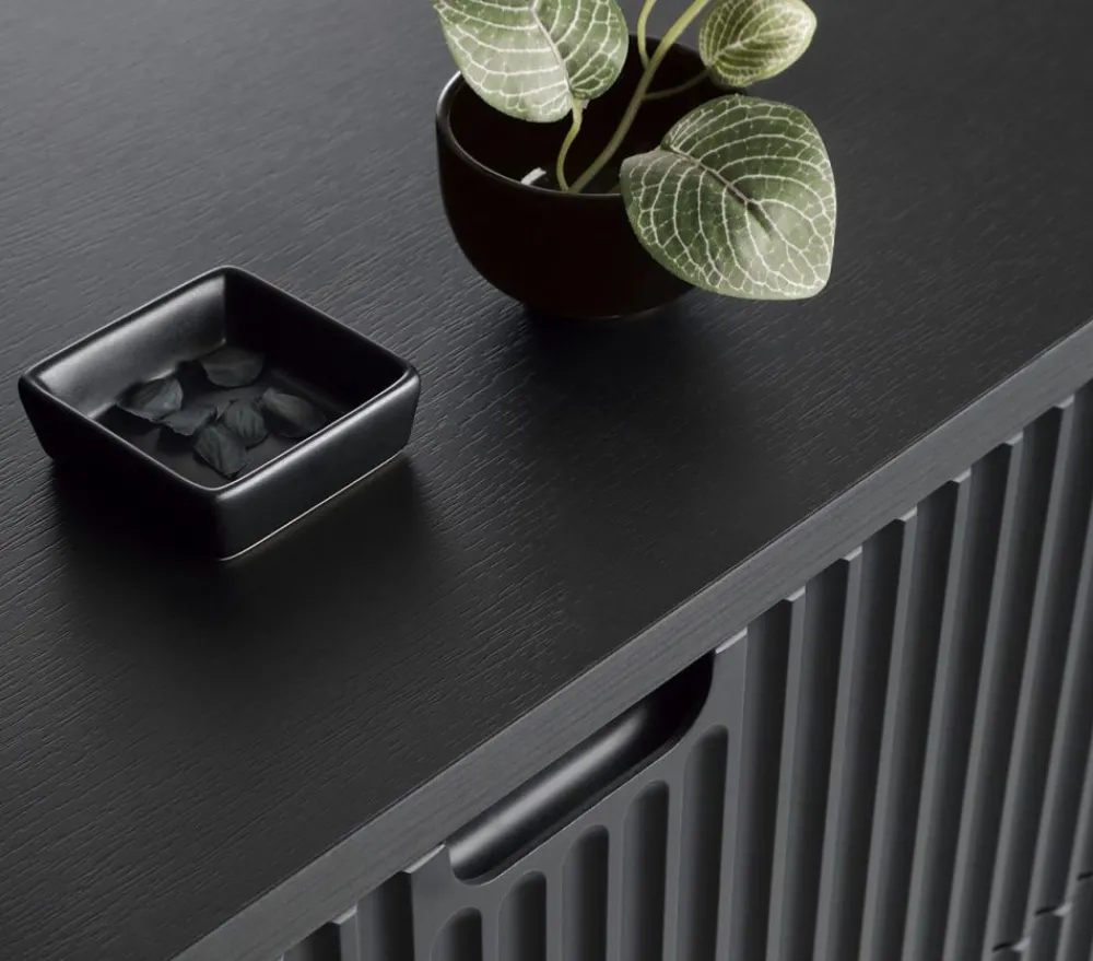 Piaski Komody Do Jadalni|Komody Do Salonu*Komoda ryflowana z trzema szufladami Zova czarna