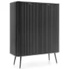 Piaski Komody Do Jadalni|Komody Do Salonu*Komoda wysoka dwudrzwiowa z lamelowymi frontami Zova czarna