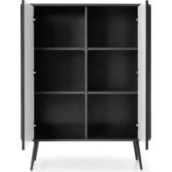 Piaski Komody Do Jadalni|Komody Do Salonu*Komoda wysoka dwudrzwiowa z lamelowymi frontami Zova czarna