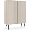 Piaski Komody Do Jadalni|Komody Do Salonu*Komoda wysoka dwudrzwiowa z lamelowymi frontami Zova kaszmirowa