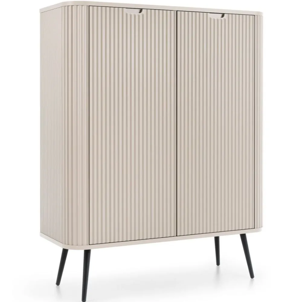 Piaski Komody Do Jadalni|Komody Do Salonu*Komoda wysoka dwudrzwiowa z lamelowymi frontami Zova kaszmirowa