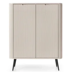 Piaski Komody Do Jadalni|Komody Do Salonu*Komoda wysoka dwudrzwiowa z lamelowymi frontami Zova kaszmirowa