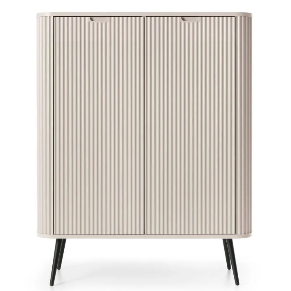 Piaski Komody Do Jadalni|Komody Do Salonu*Komoda wysoka dwudrzwiowa z lamelowymi frontami Zova kaszmirowa