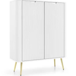 Piaski Komody Do Jadalni|Komody Do Salonu*Komoda wysoka ryflowana dwudrzwiowa Zova biała